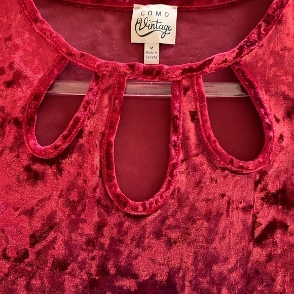 COMO Vintage Red Crushed Red Velvet A-Line Tunic - Picture 11 of 12